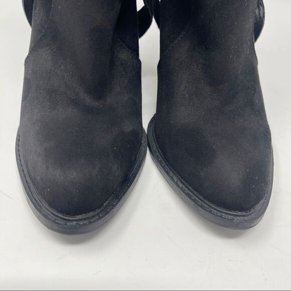 JustFab Raney Western Bootie Black Faux Suede Heeled Pull On Women’s Size 7 - Picture 4 of 10